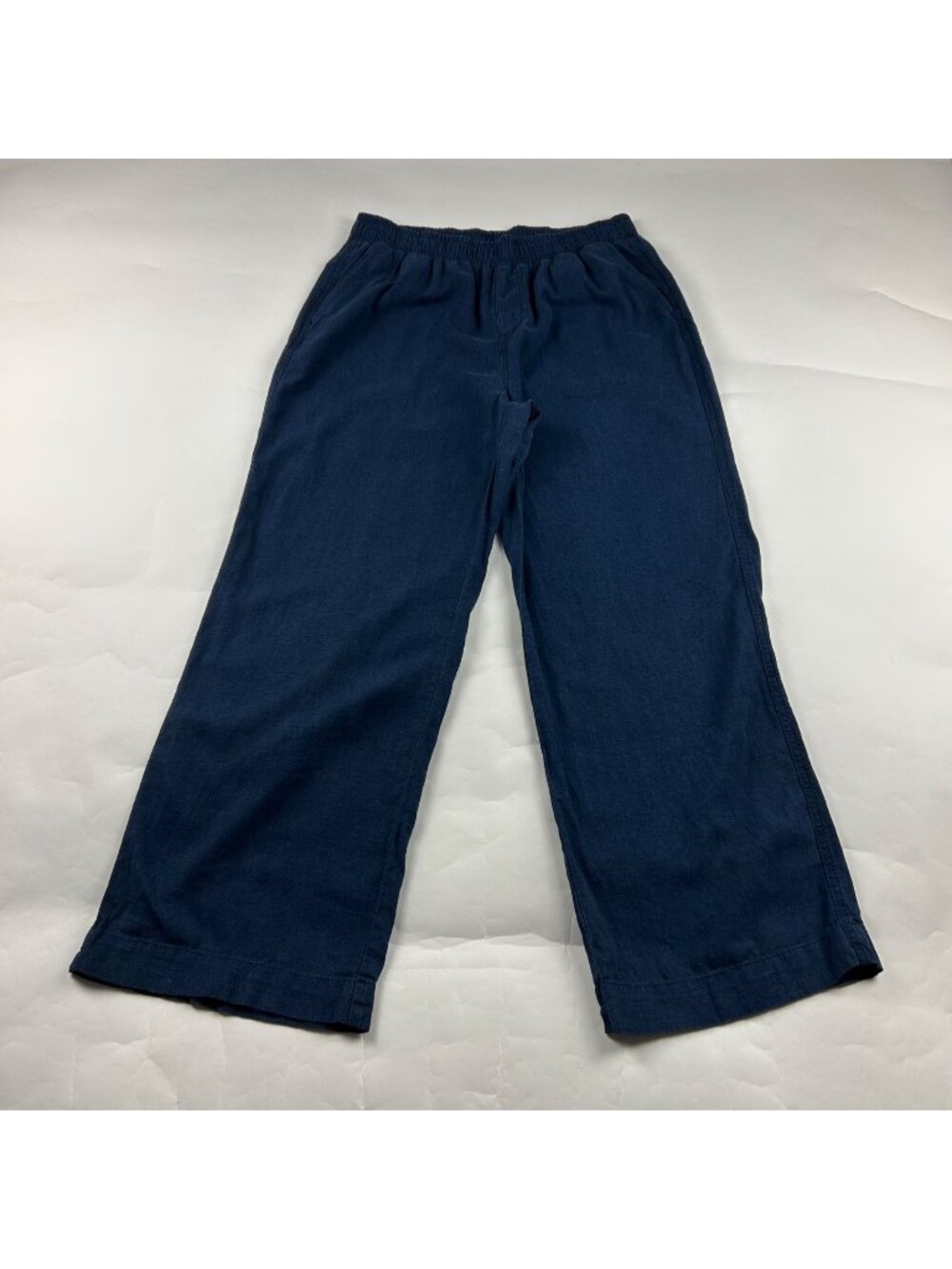 Briggs New York Washed Navy Linen Blend Wide Leg Lounge Pant L